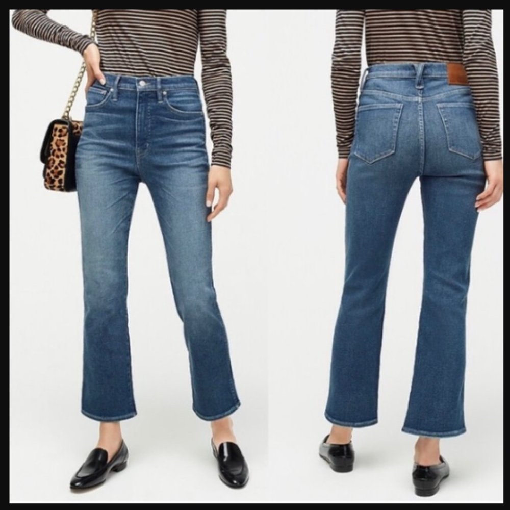 Women 26 J.Crew Point Sur Kickout Crop Jeans Vintage Lake Wash High Rise AB413